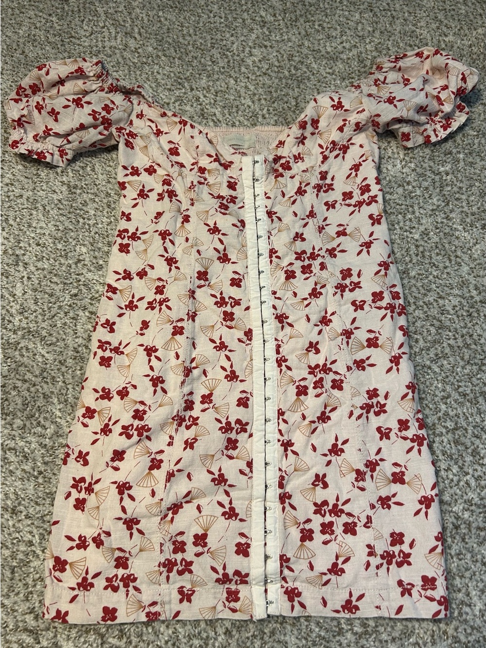 Urban Outfitters Cream Mini Dress with Red Floral Print